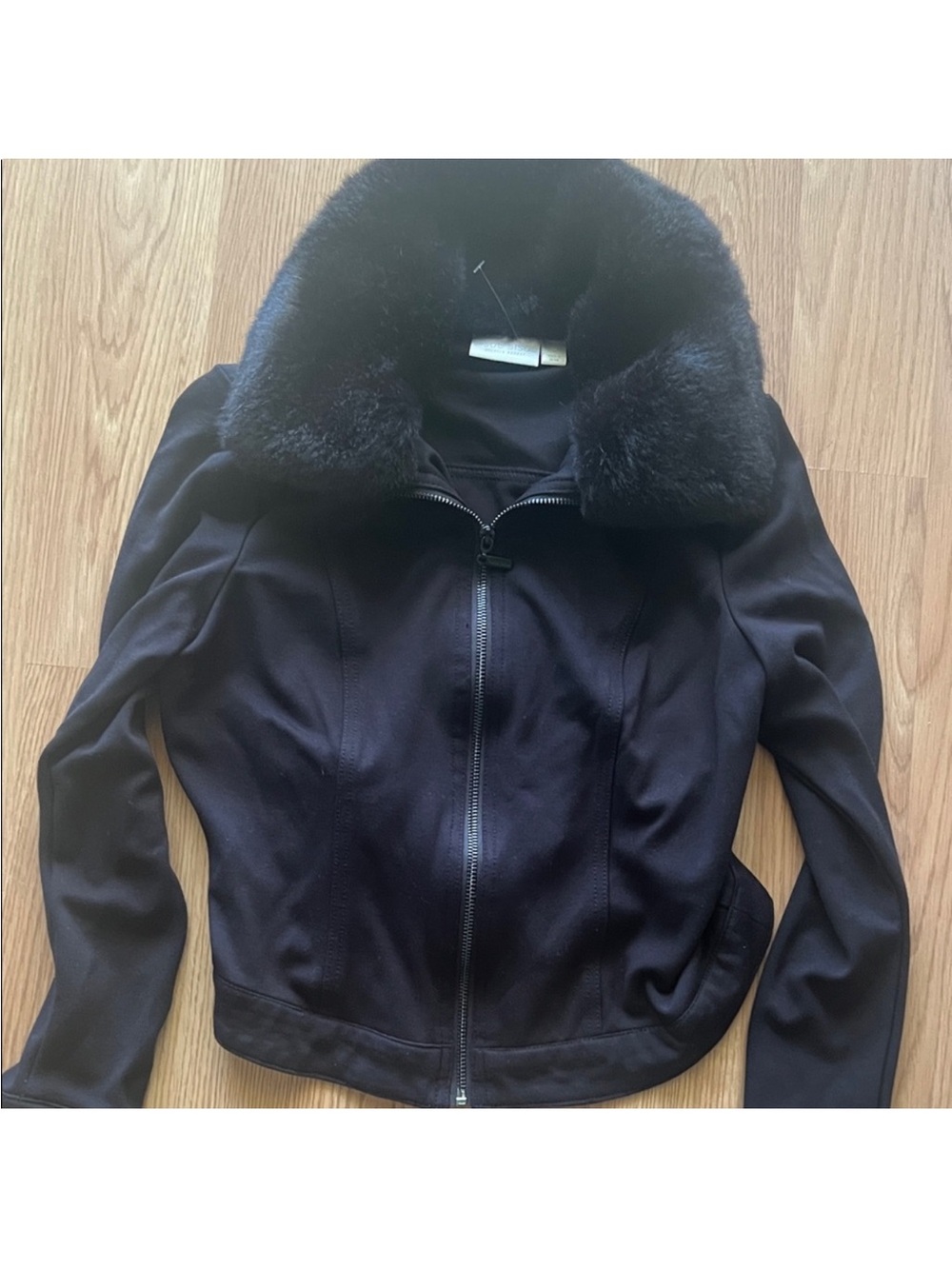 RARE🔥BRAND NEW BISOU BISOU FITTED FUR TRIM STRETCHY ZIP UP🔥